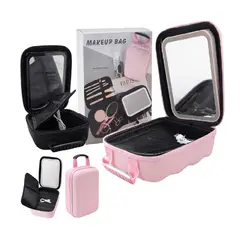 GENERICO - Cosmetiquero Portátil Con Espejo Y Luz Led Para Viaje