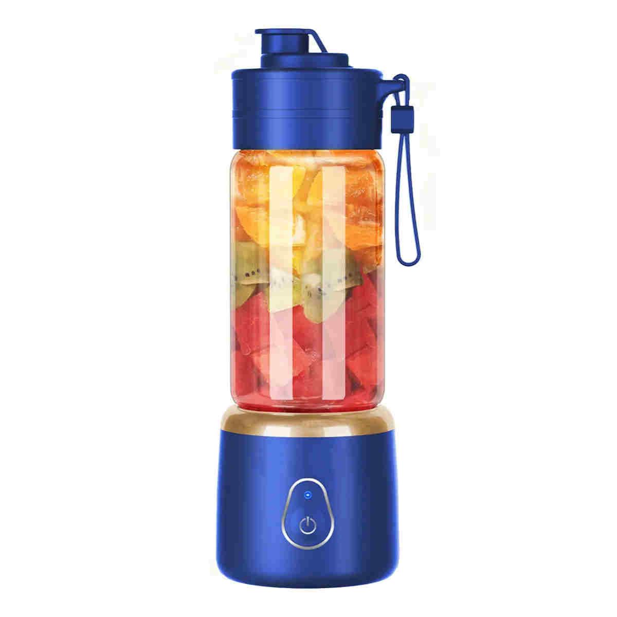 GENERICO - Licuadora Portatil Recargable 400ml + Vaso 500ml Con Tapa Color Azul BELUG
