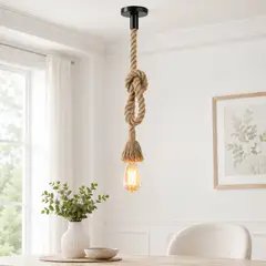 DOPA - Lámpara Soquete Cuerda Marina Vintage Lámpara Colgante Techo