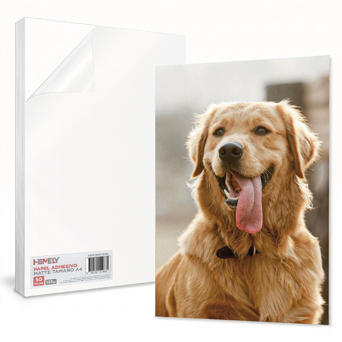 HOMELY - Papel Fotografico Adhesivo Matte A4 135 Gramos Homely 50 Hojas Blanco