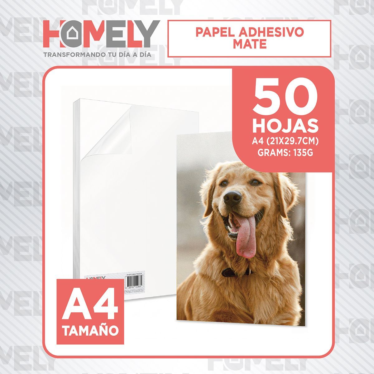 HOMELY - Papel Fotografico Adhesivo Matte A4 135 Gramos Homely 50 Hojas Blanco