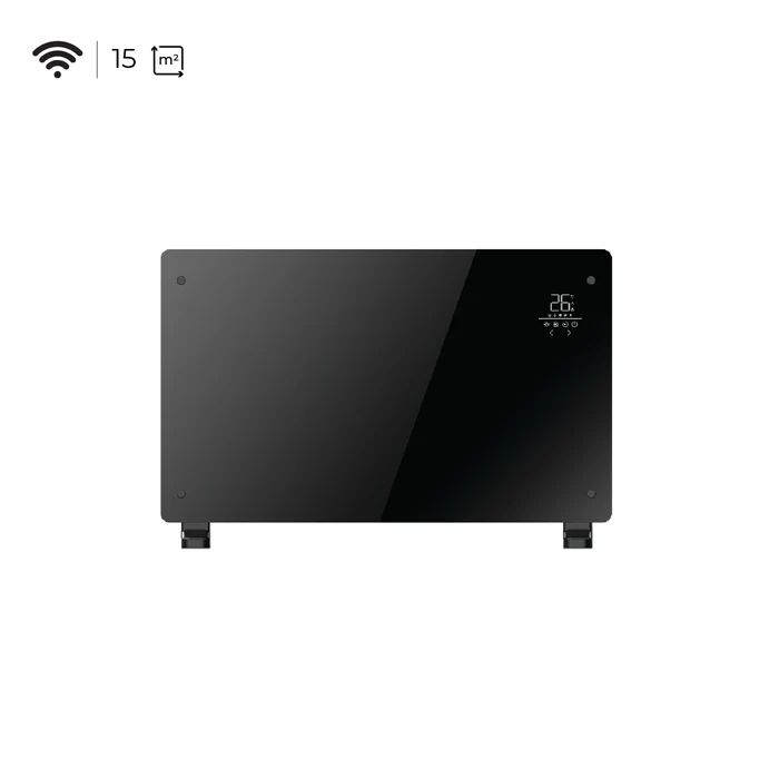 VERKEN Estufa Calefactor Panel Radiador Eléctrico NordGlass Negro 1500W