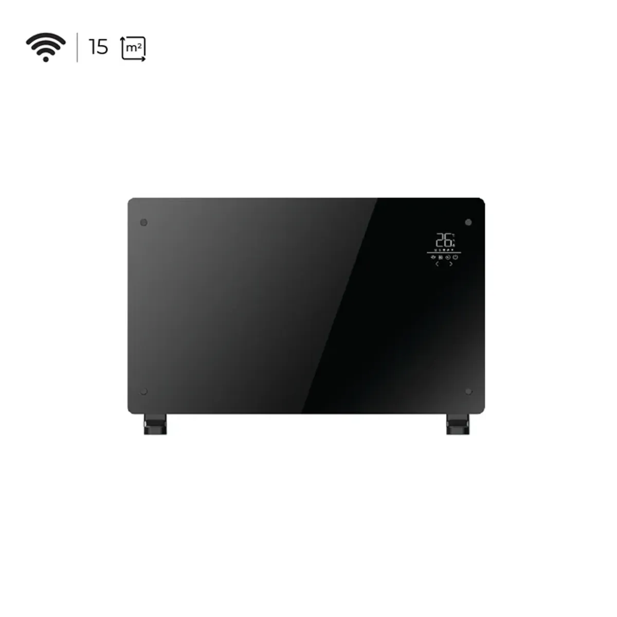 VERKEN - Estufa Calefactor Panel Radiador Eléctrico NordGlass Negro 1500W