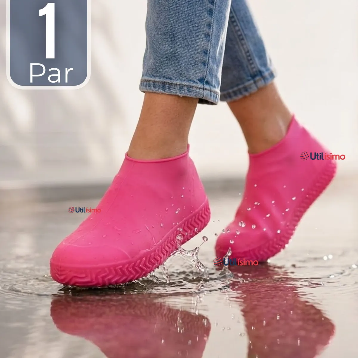 UTILISIMO - Fundas Cubre Zapatos Rosado Impermeable Surtidas Silicona Antideslizante 1 Par