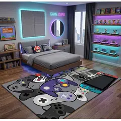 GENERICO - ALFOMBRAS GAMER ANTIDESLIZANTE TAMAÑO 150cm X 200cm DISEÑO MANDOS GAMER