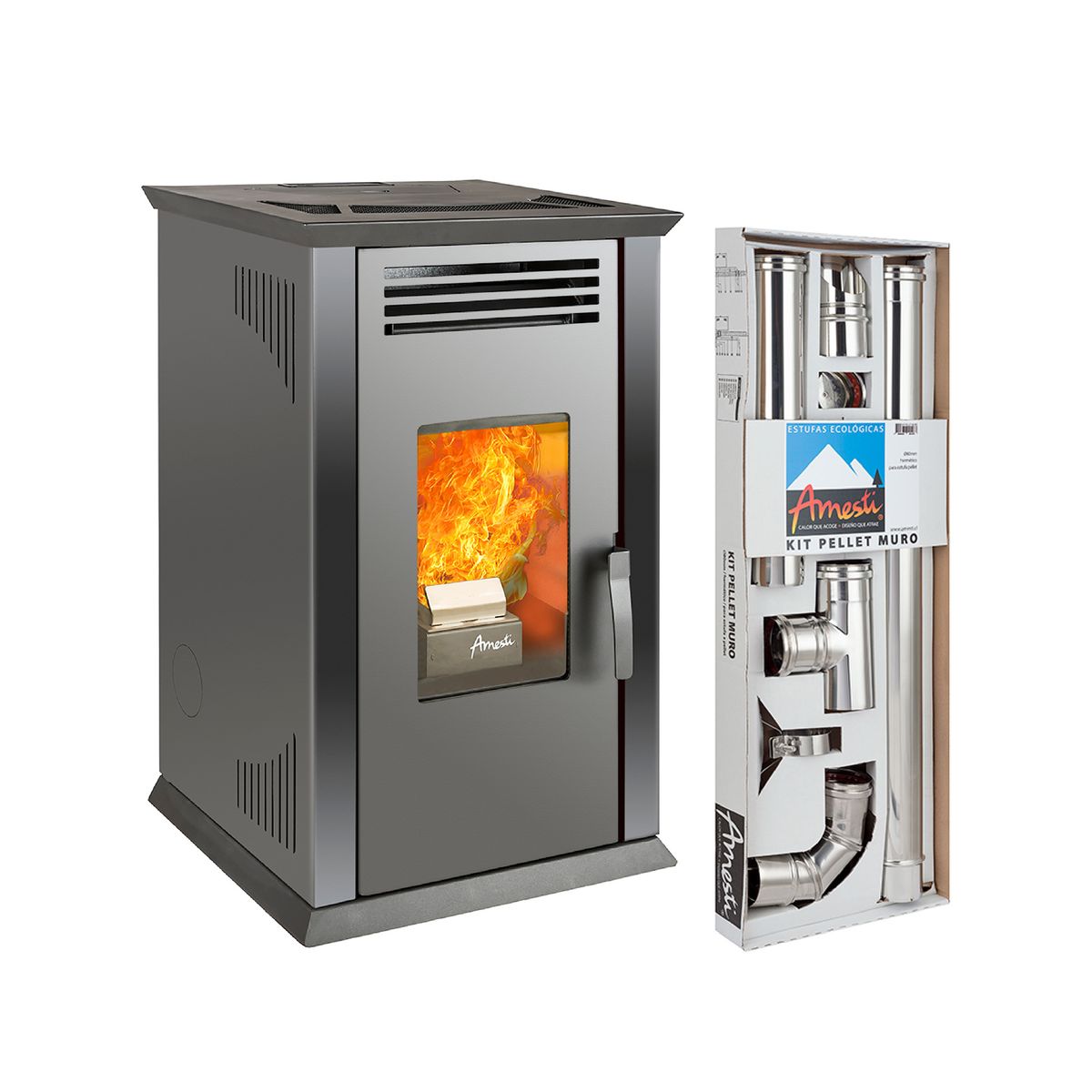 AMESTI - COMBO ITALY 8100 NEGRO + KIT INSTALACION MURO