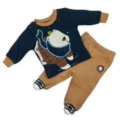 TEDMIMAK - Conjunto 2 piezas 6/9 Meses Osito Azul/Cafe