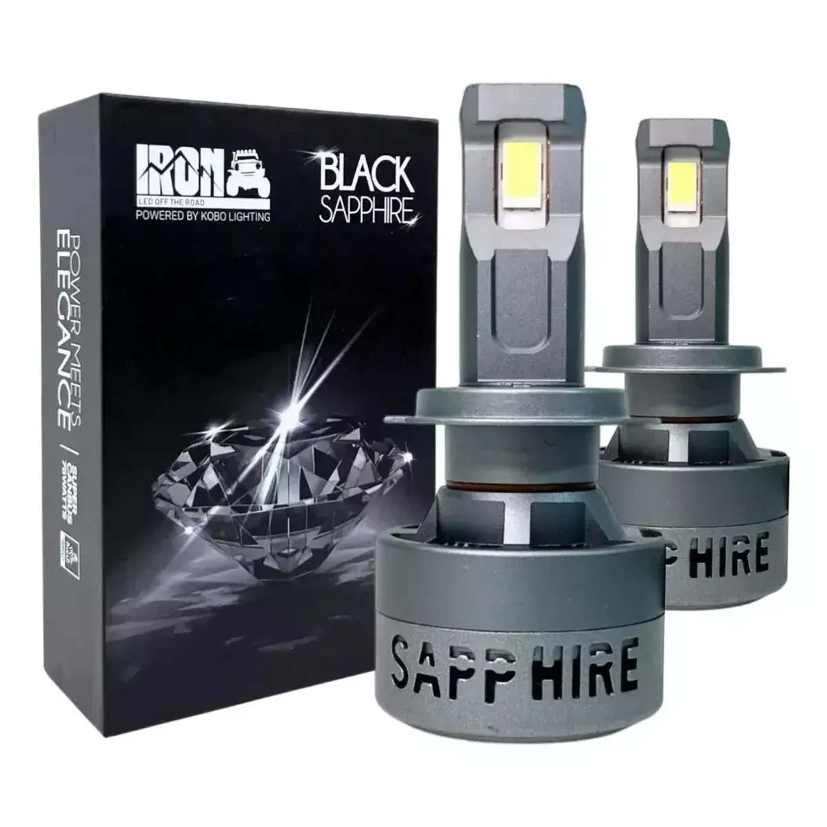 KOBO - Kit Ampolletas Led Iron Black Sapphire H7 65.000lm 6500k
