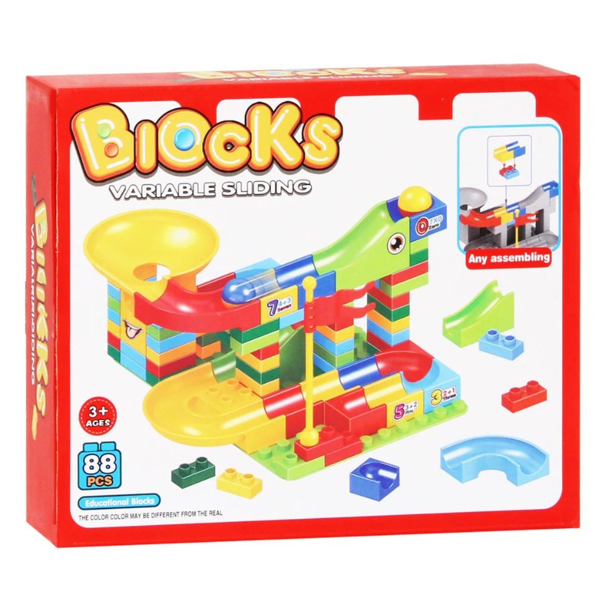 GENERICO - Bloques Construccion Tobogan De Pelotas Didactico 88pzs
