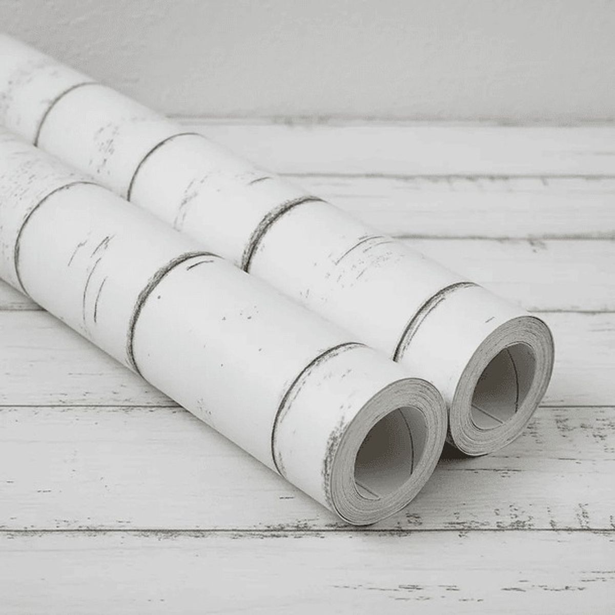 GENERICO - PAPEL MURAL AUTOADHESIVO MADERA RALLA BLANCO – PACK 3 ROLLOS 18m2