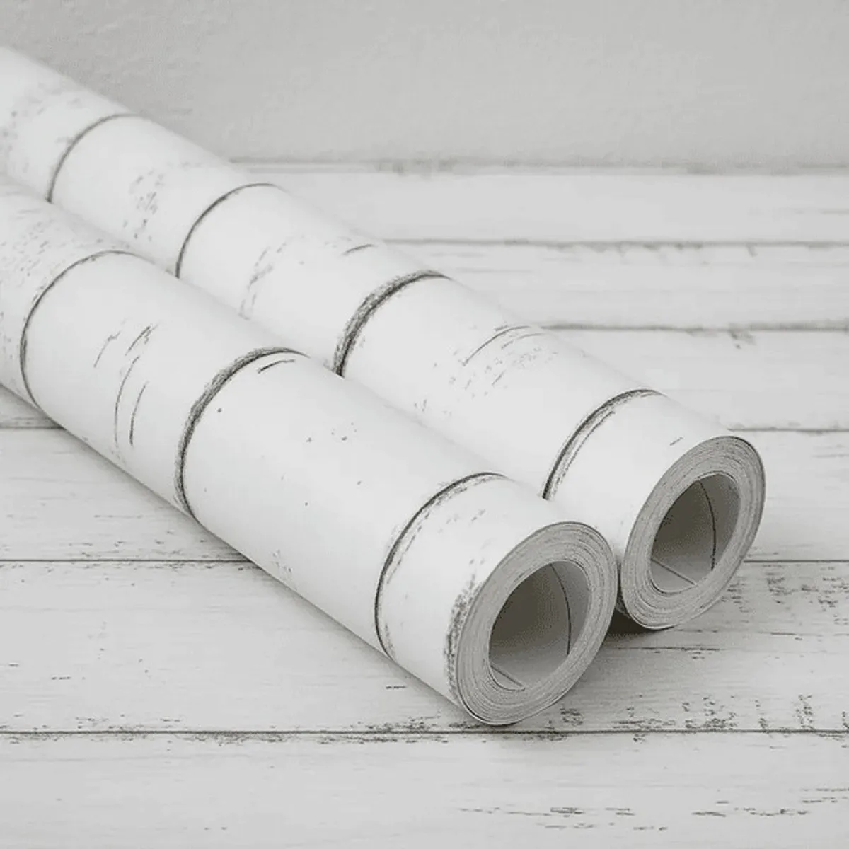 GENERICO - PAPEL MURAL AUTOADHESIVO MADERA RALLA BLANCO – PACK 3 ROLLOS 18m2