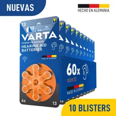 GENERICO - Pack 60 Pilas Varta Audífono Tamaño 13