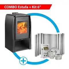 AMESTI - Estufa a leña Nordic 450 + Kit Instalación 6"