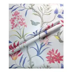 GENERICO - PAPEL MURAL AUTOADHESIVO FLOR Y AVE– PACK 3 ROLLOS 18m2