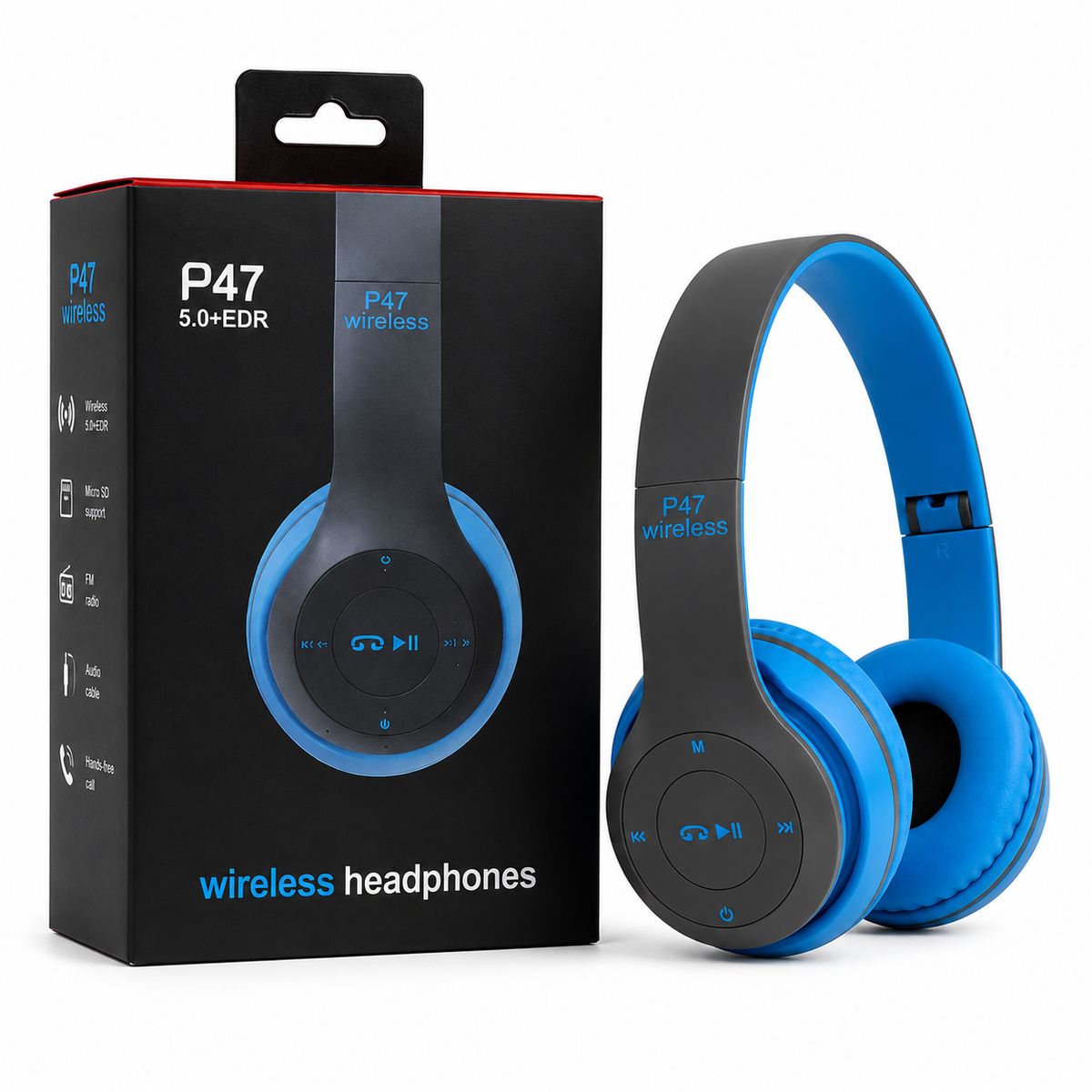 GENERICO - Audífonos Bluetooth P47 Inalámbricos Wireless FM Micro SD