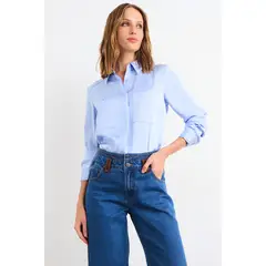 IO - Blusa Lisa Mujer Celeste
