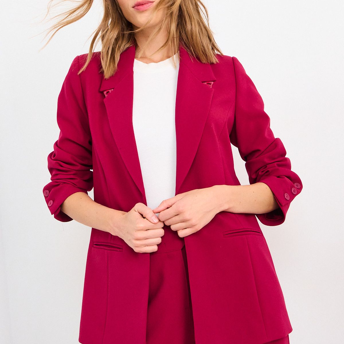 IO - Blazer Liso Mujer Burdeos Io