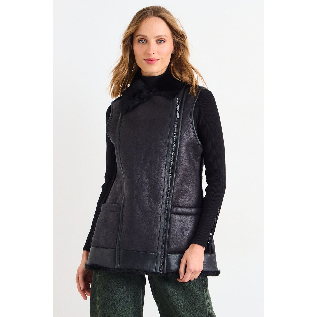 IO - Chaqueta Lisa Mujer Negro Io