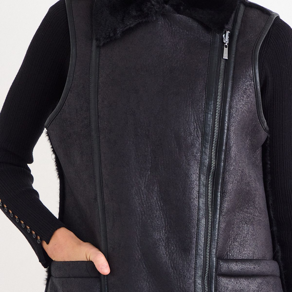 IO - Chaqueta Lisa Mujer Negro Io
