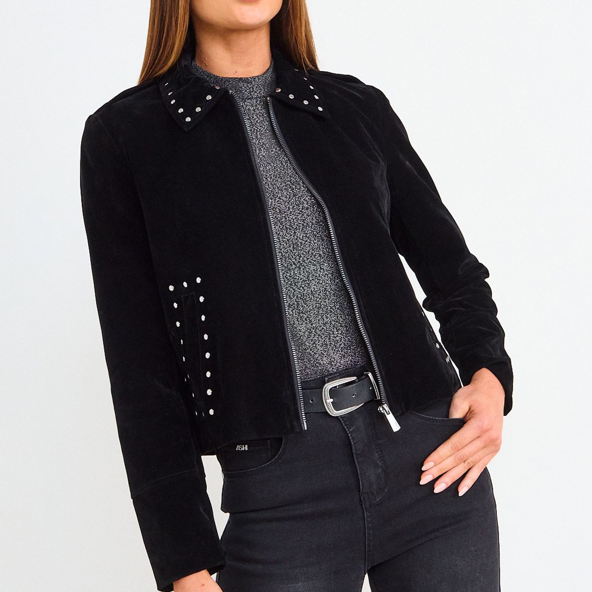 ASH - Chaqueta Lisa Mujer Negro Ash