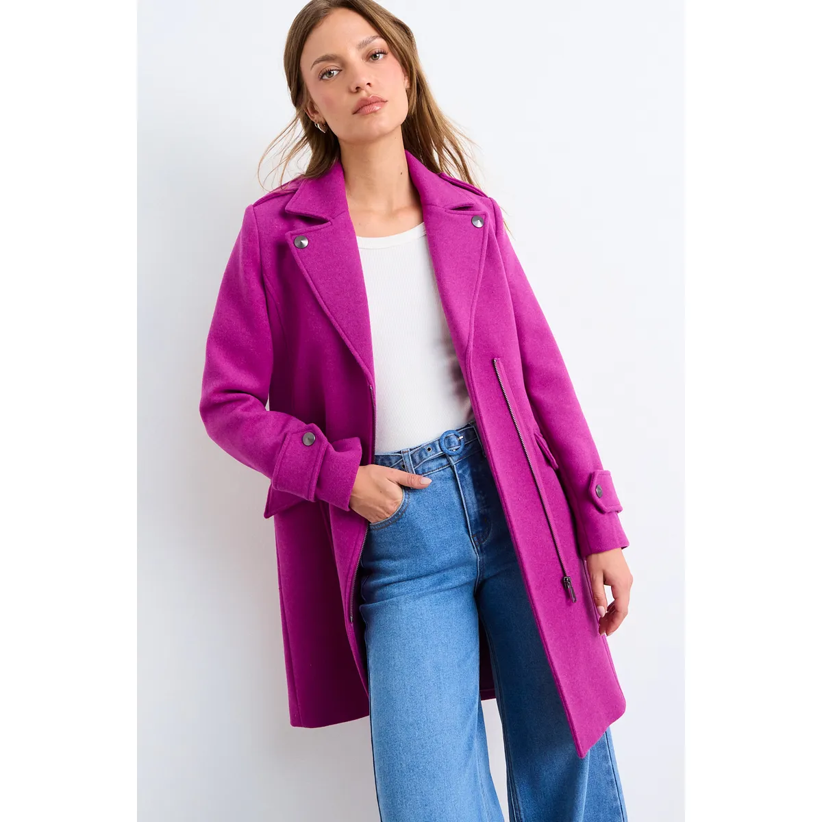 IO - Chaqueton Liso Mujer Fucsia Io