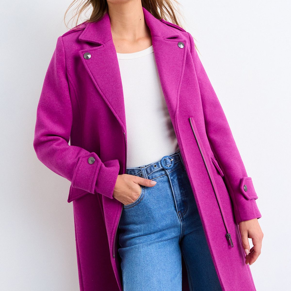 IO - Chaqueton Liso Mujer Fucsia Io