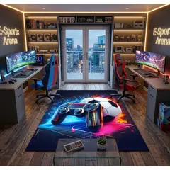 GENERICO - ALFOMBRAS GAMER ANTIDESLIZANTE TAMAÑO 150cm X 200cm DISEÑO MANDO FUTBOL