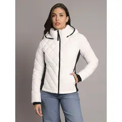 CALVIN KLEIN - Parka Puffer con Gorro y Paneles Combinados Blanco