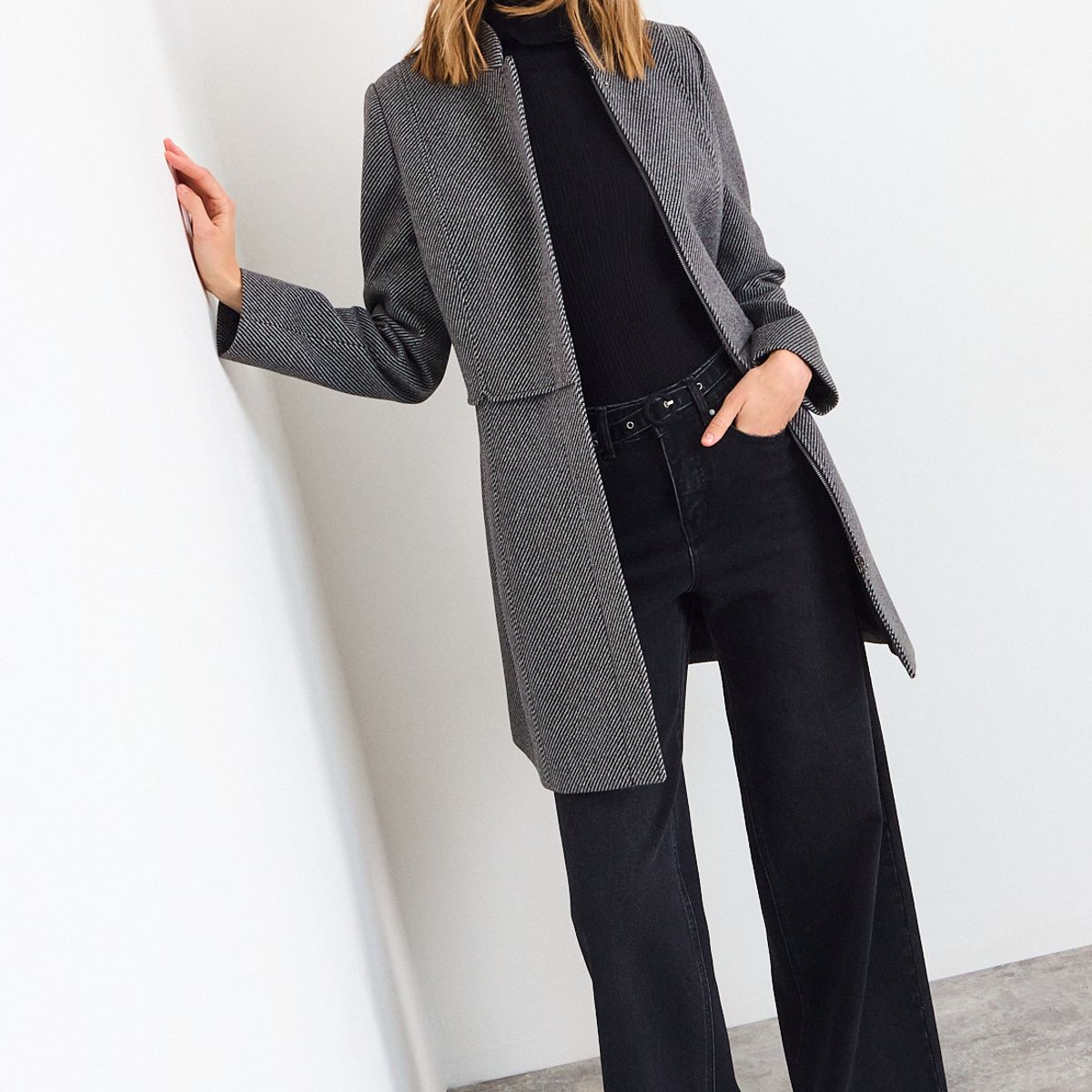 IO - Chaqueton Liso Mujer Gris Io