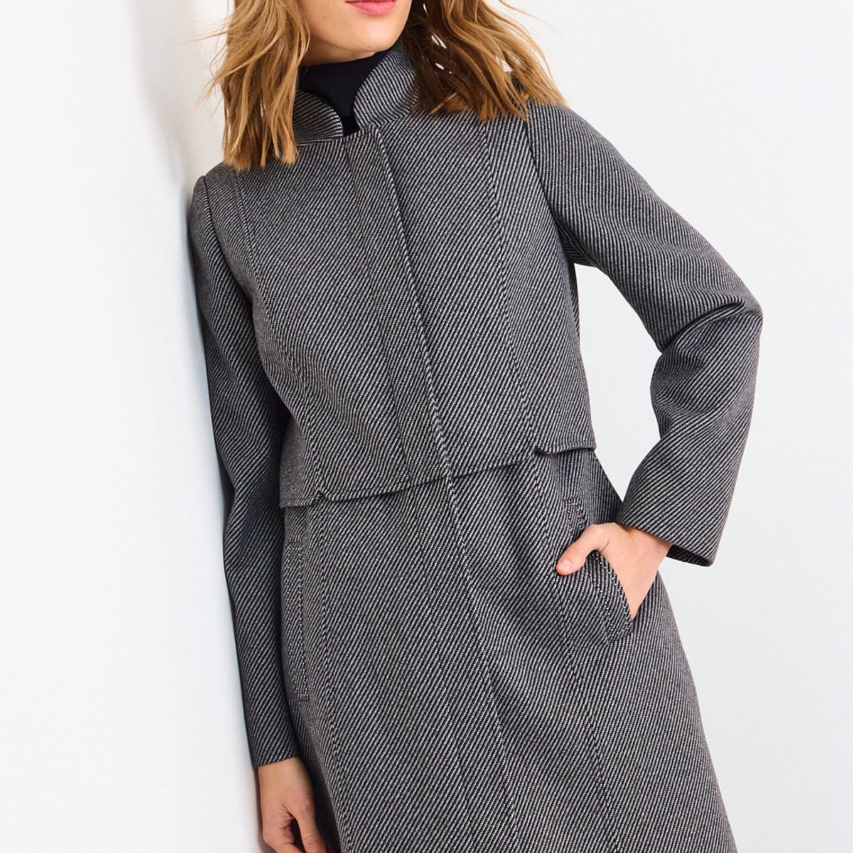 IO - Chaqueton Liso Mujer Gris Io