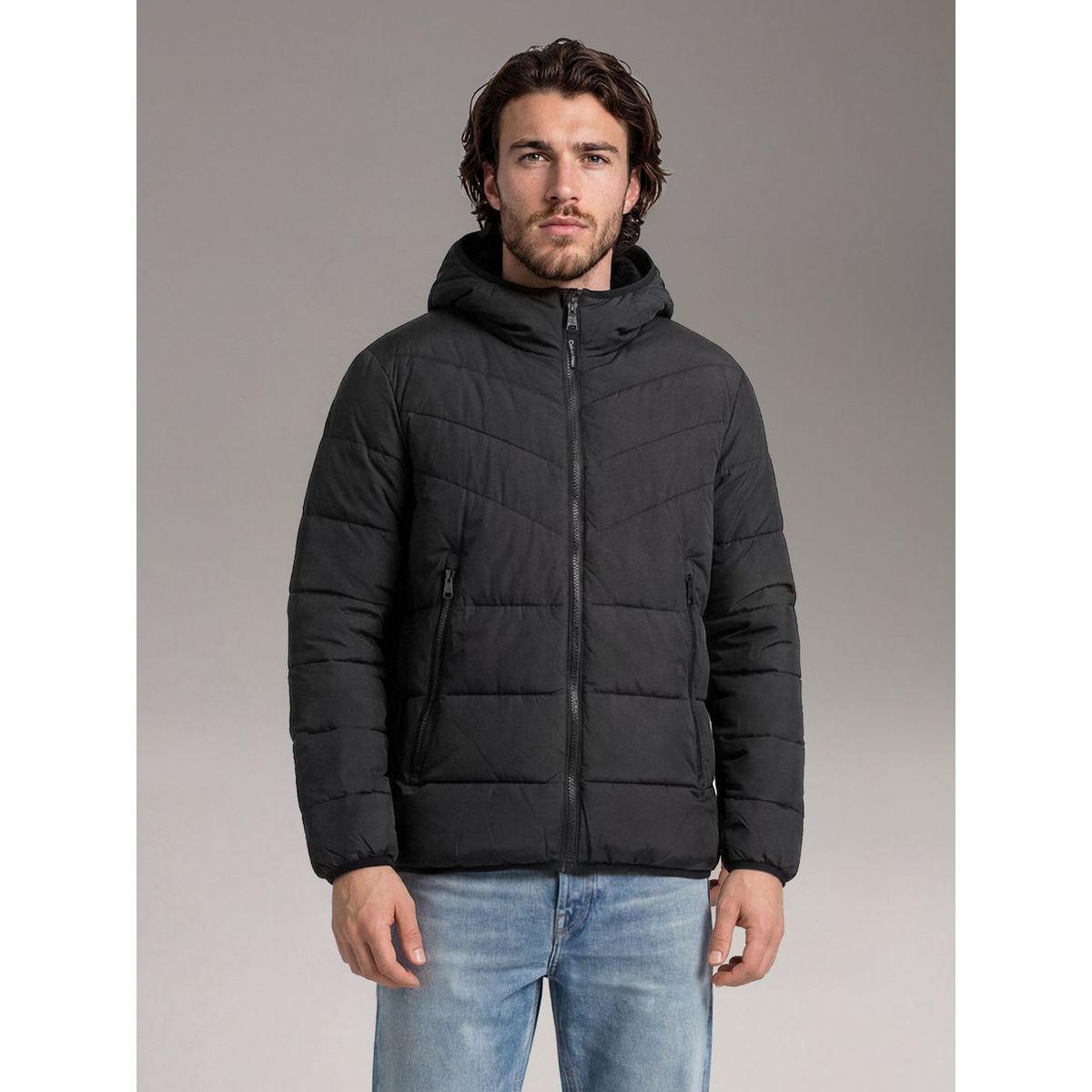CALVIN KLEIN - Parka Stretch con Gorro Gris Calvin Klein