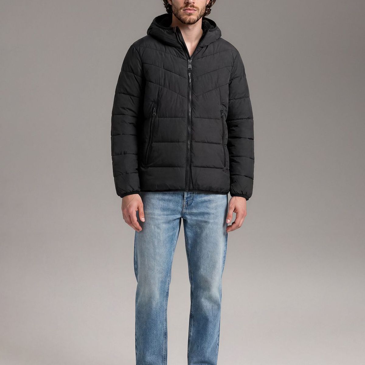 CALVIN KLEIN - Parka Stretch con Gorro Gris Calvin Klein