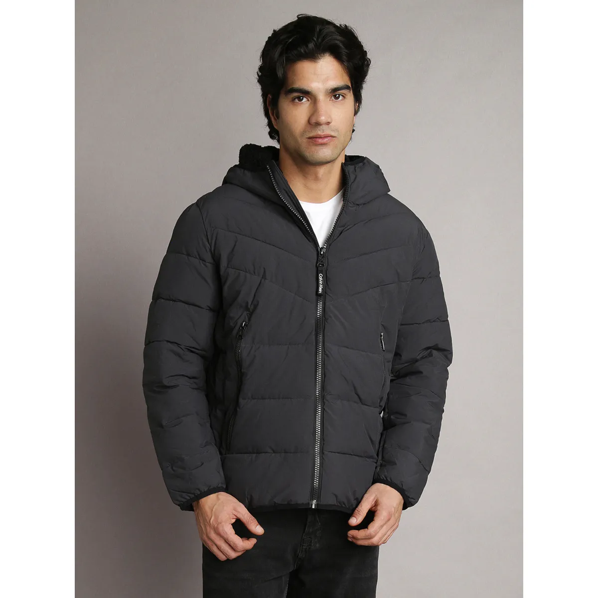 CALVIN KLEIN - Parka Stretch con Gorro Gris Calvin Klein