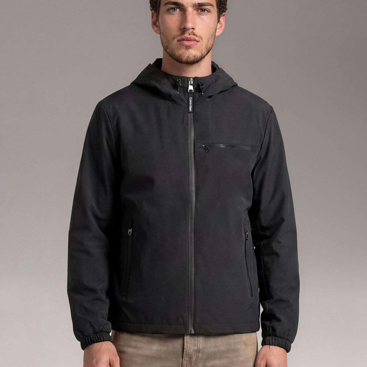 CALVIN KLEIN - Parka Stretch con Bolsillo Frontal Gris Calvin Klein