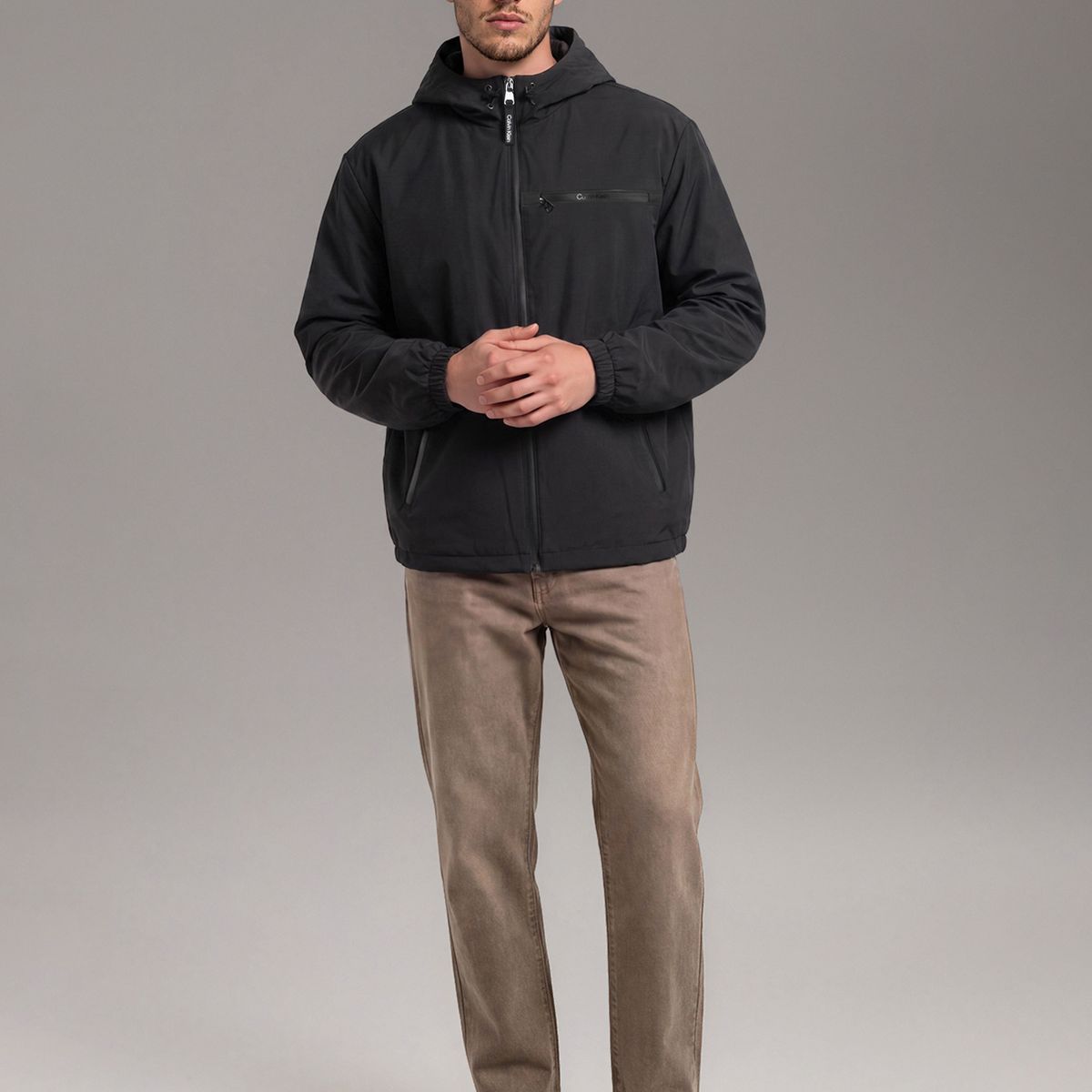 CALVIN KLEIN - Parka Stretch con Bolsillo Frontal Gris Calvin Klein