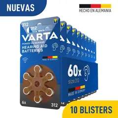 GENERICO - Pack 60 Pilas Varta Audífono Tamaño 312
