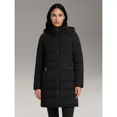CALVIN KLEIN - Parka Matte Stretch Walker con Sherpa Negro