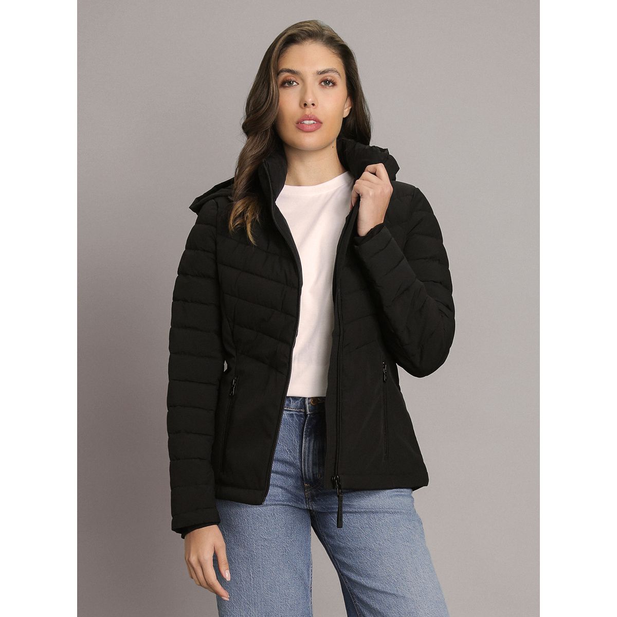 CALVIN KLEIN - Parka Mixed con Tecnología Flextech Negro Calvin Klein