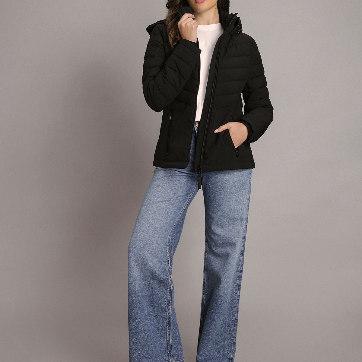 CALVIN KLEIN - Parka Mixed con Tecnología Flextech Negro Calvin Klein