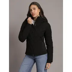 CALVIN KLEIN - Parka Puffer con Gorro y Paneles Combinados Negro