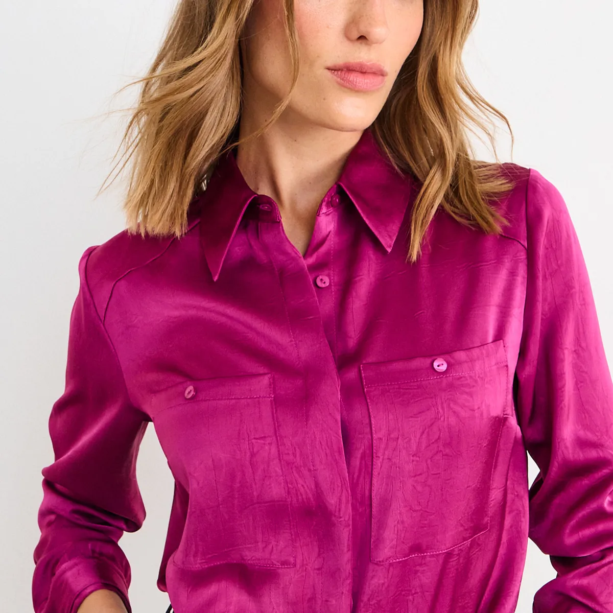 IO - Blusa Lisa Mujer Fucsia Io