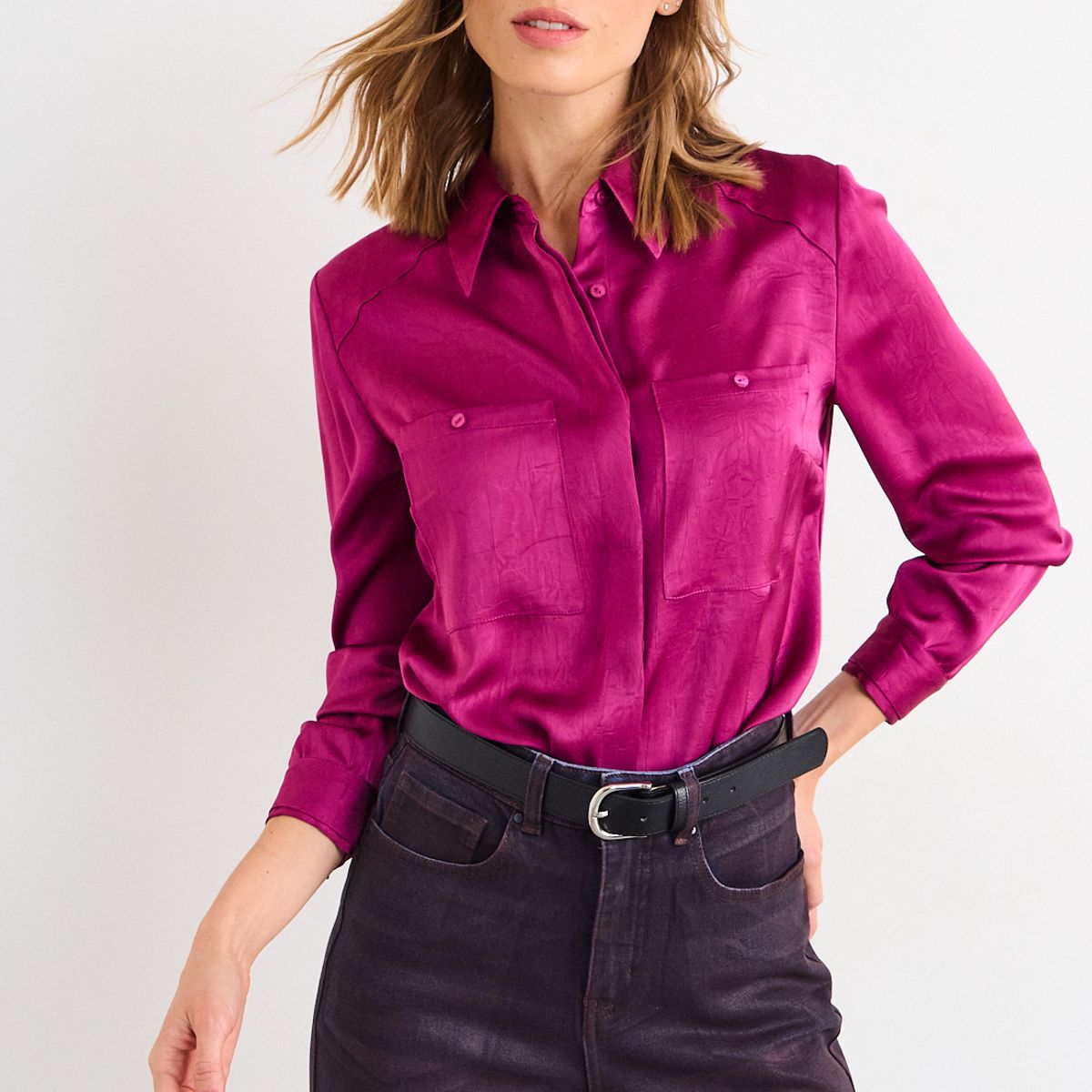 IO - Blusa Lisa Mujer Fucsia Io