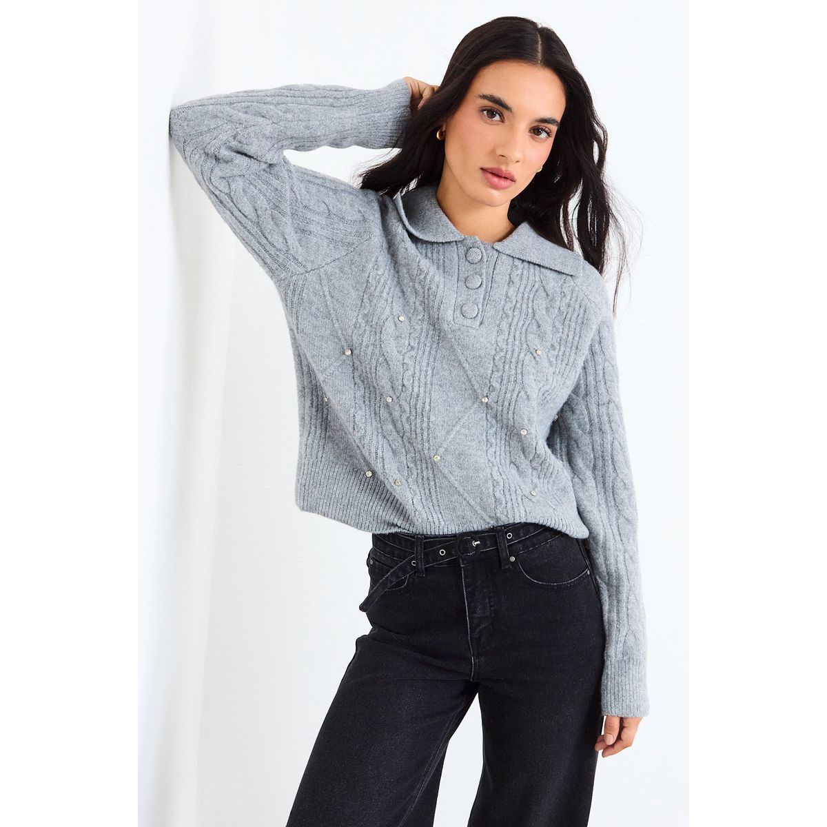 IO - Sweater Liso Mujer Gris Io