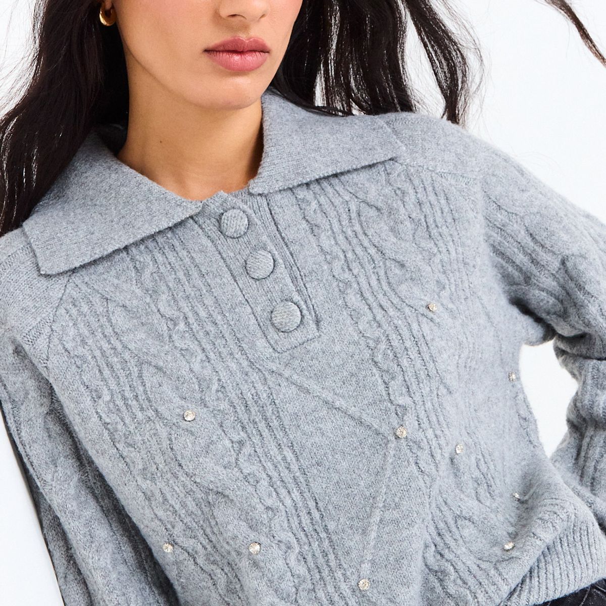 IO - Sweater Liso Mujer Gris Io