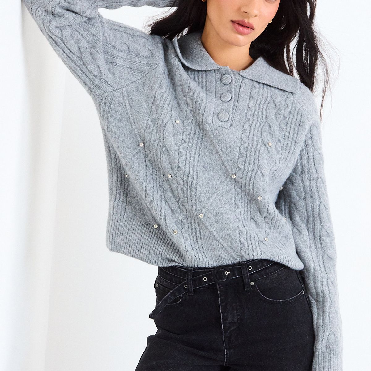 IO - Sweater Liso Mujer Gris Io