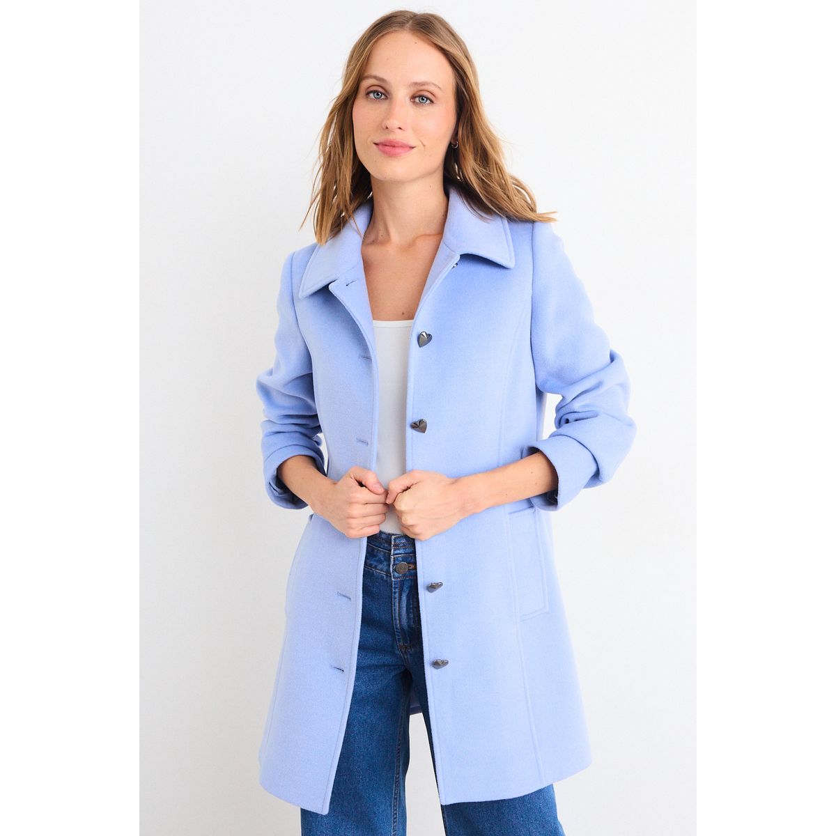 IO - Chaqueton Liso Mujer Celeste Io