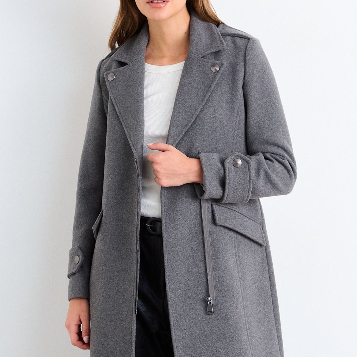 IO - Chaqueton Liso Mujer Gris Io
