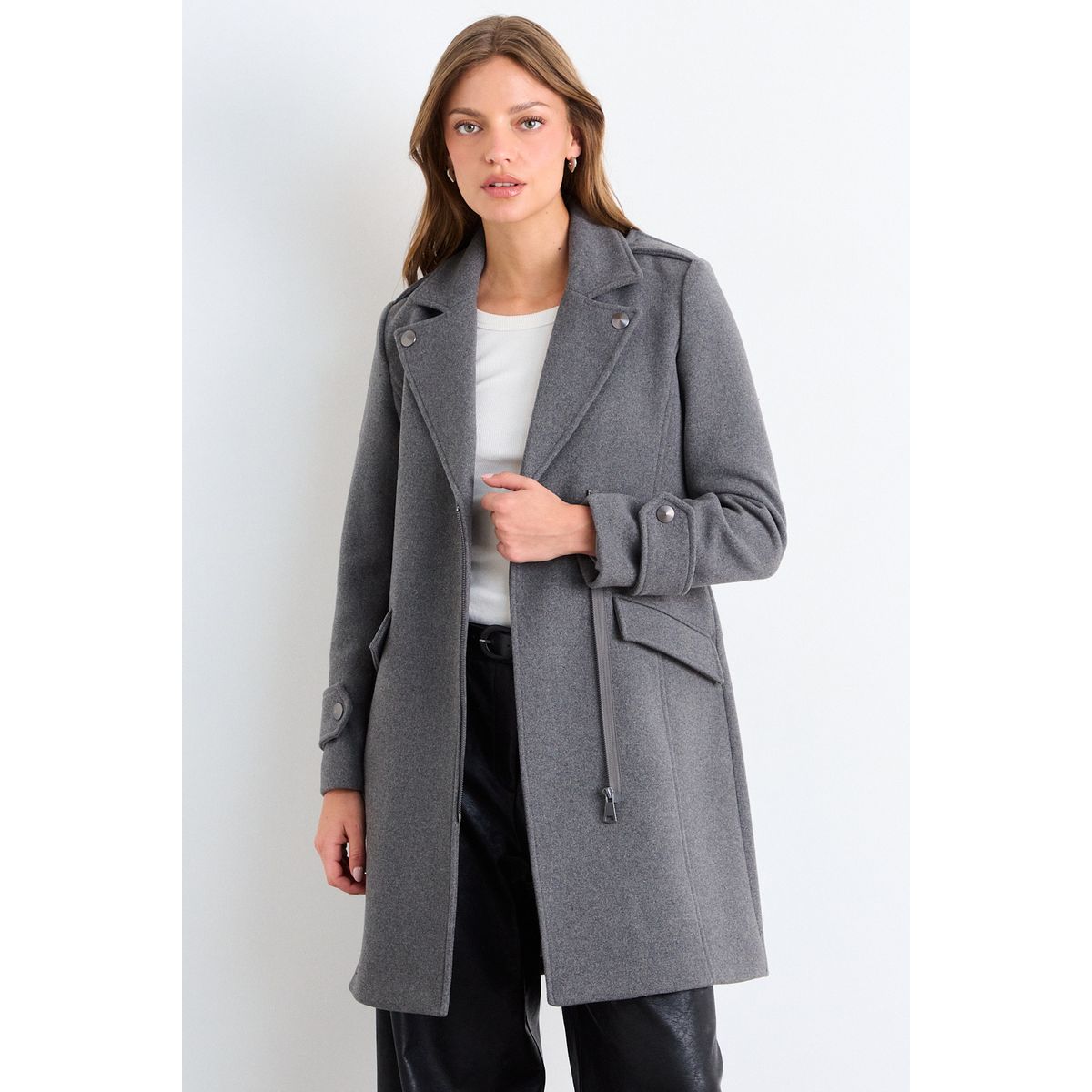 IO - Chaqueton Liso Mujer Gris Io