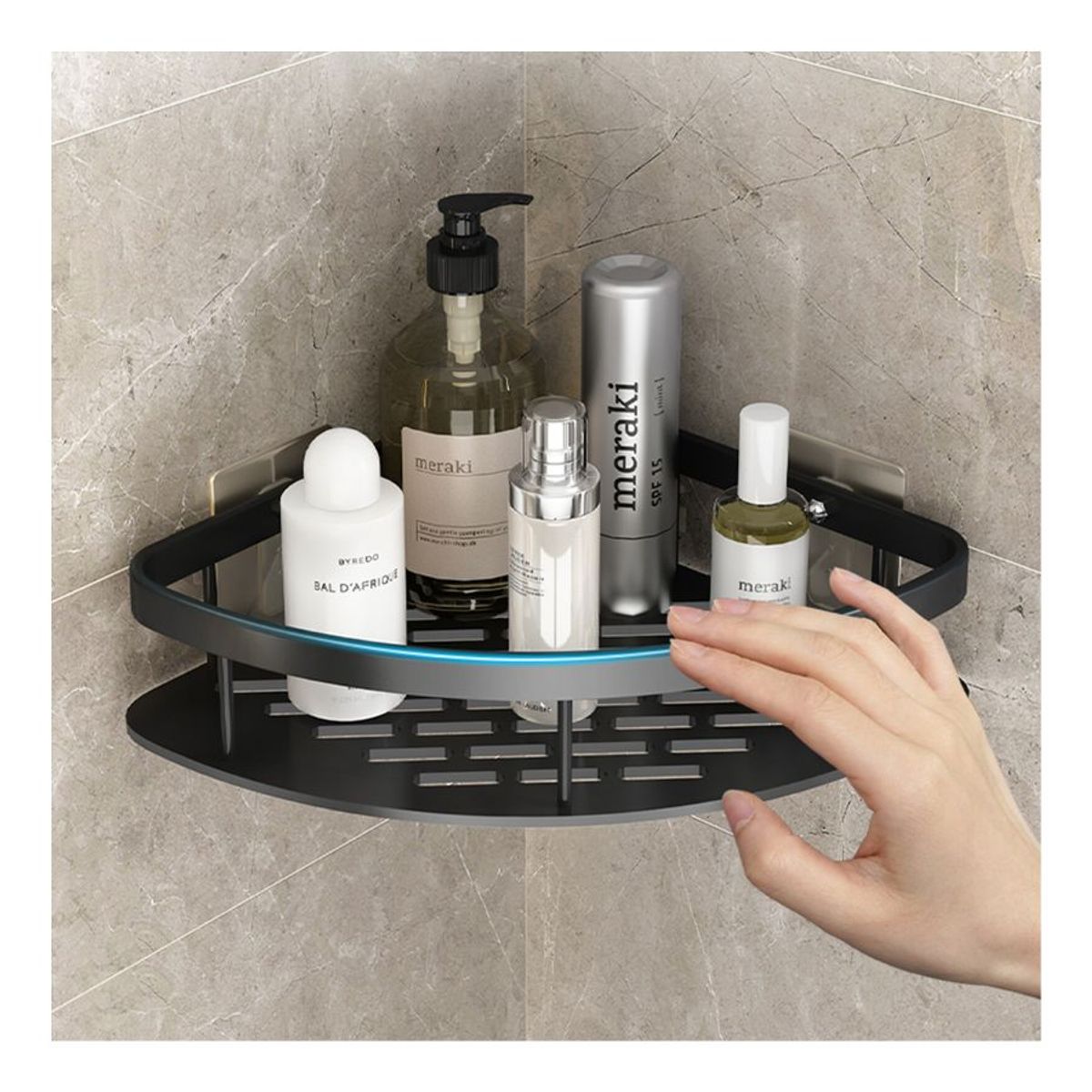 GENERICO - Estante Organizador de Baño Esquinero para Ducha Negro