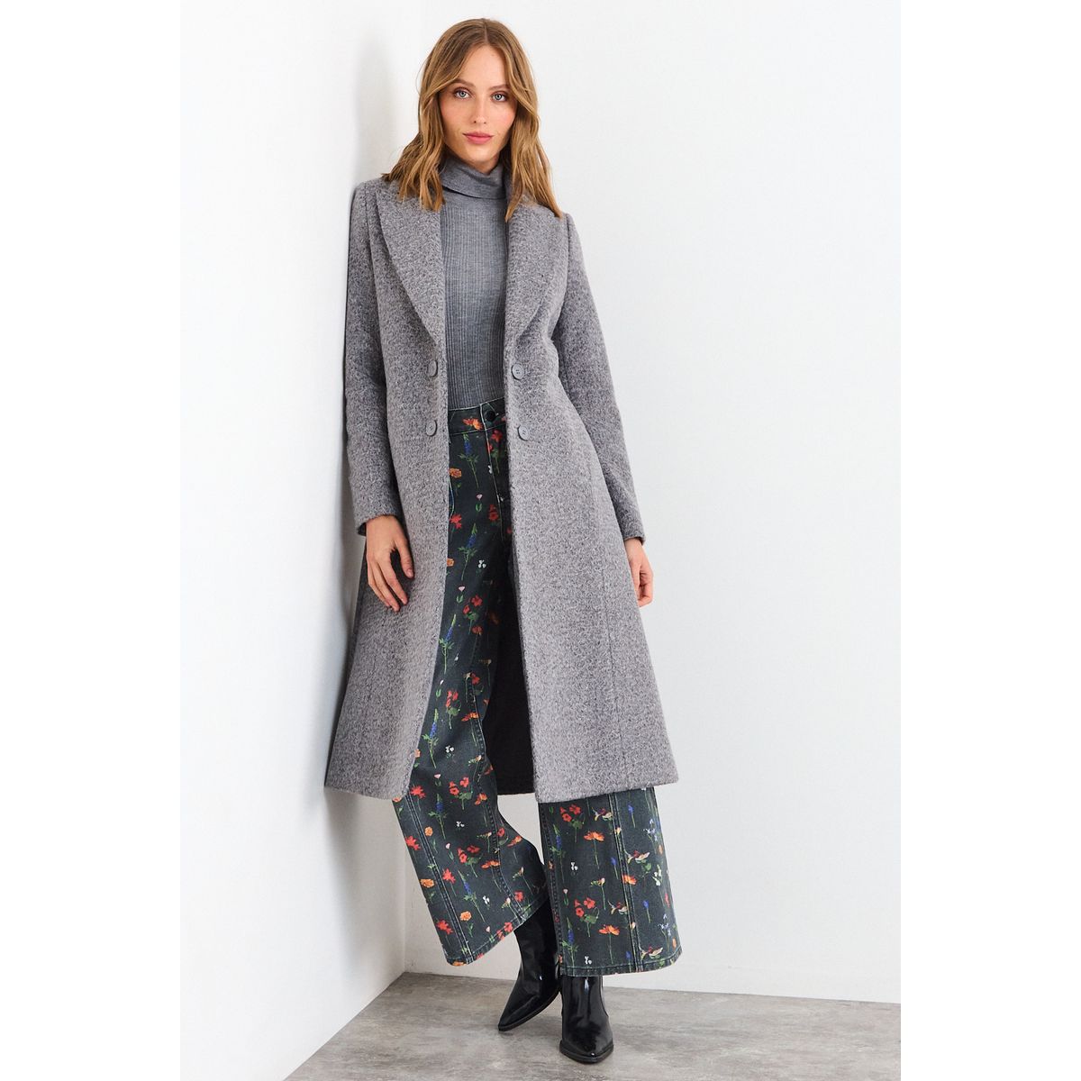 IO - Chaqueton Liso Mujer Gris Io